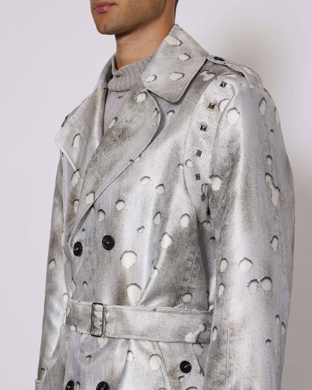 John Richmond Trench con motivo ton sur tone Negozi Online