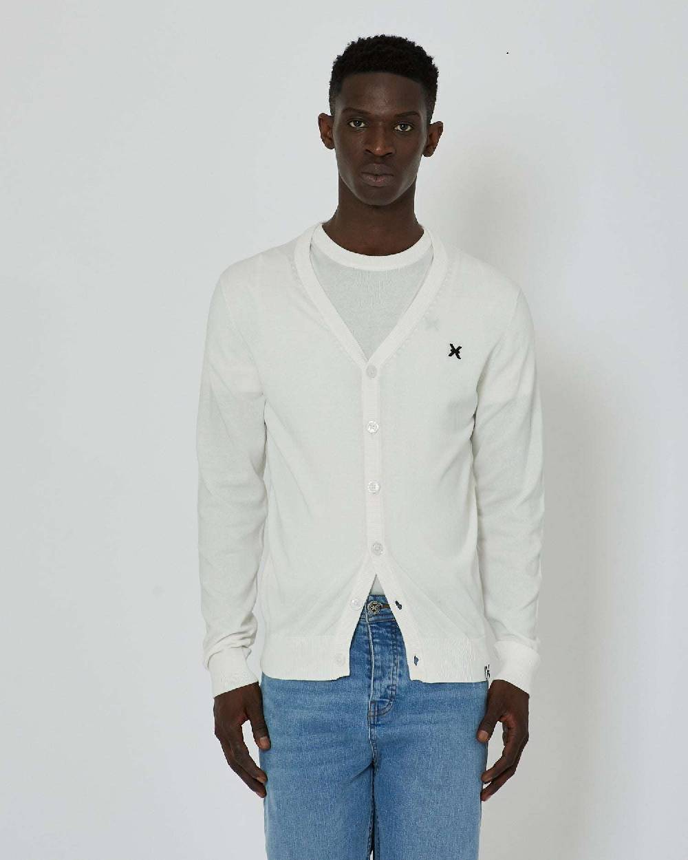 John Richmond Cardigan con logo a contrasto sul davanti e banda bicolor sul retro Saldi