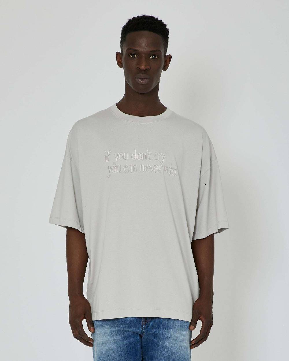 John Richmond T-shirt over con stampa ricamata sul davanti Vendita Calda