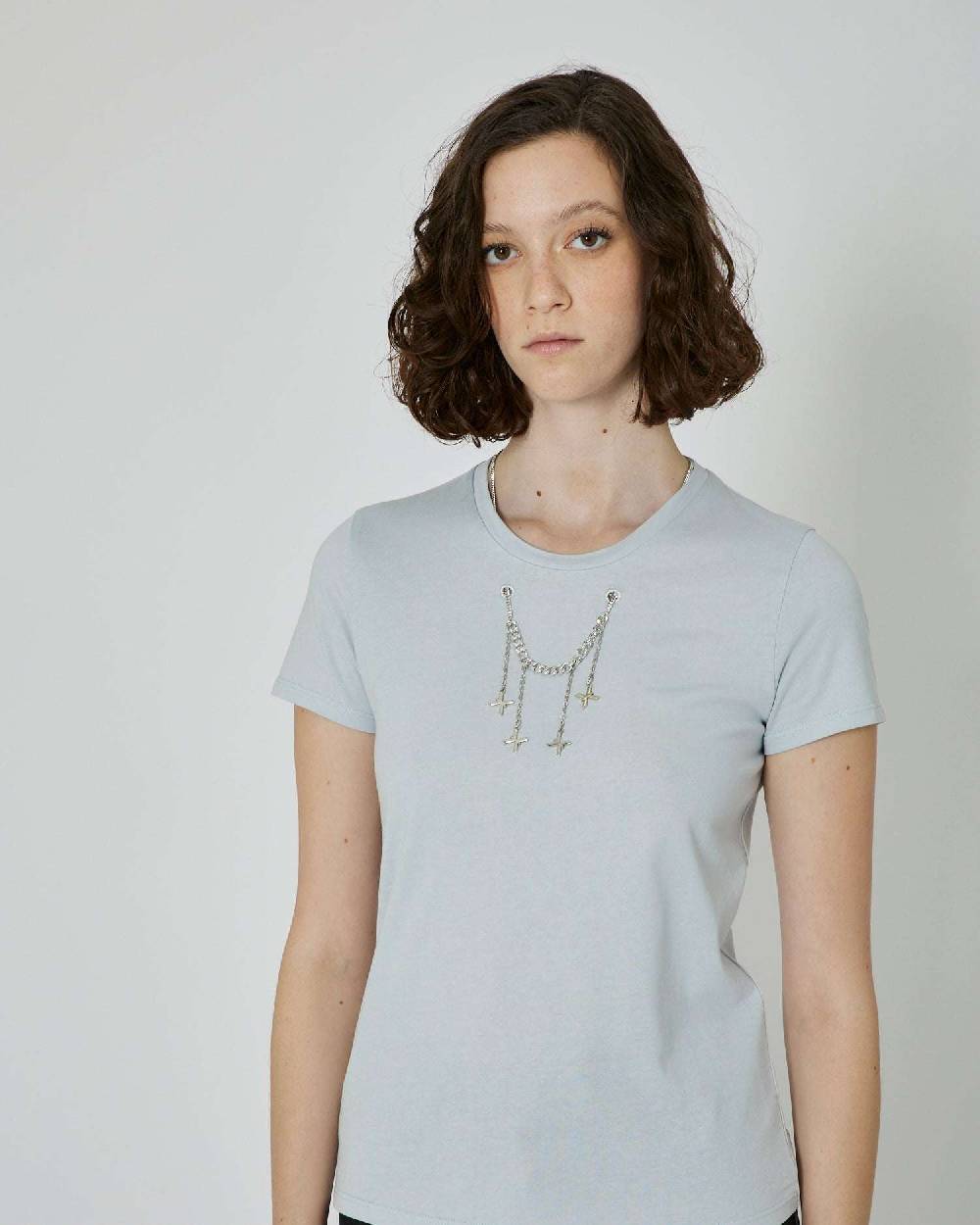 John Richmond T-shirt con catena metallica removibile Italia