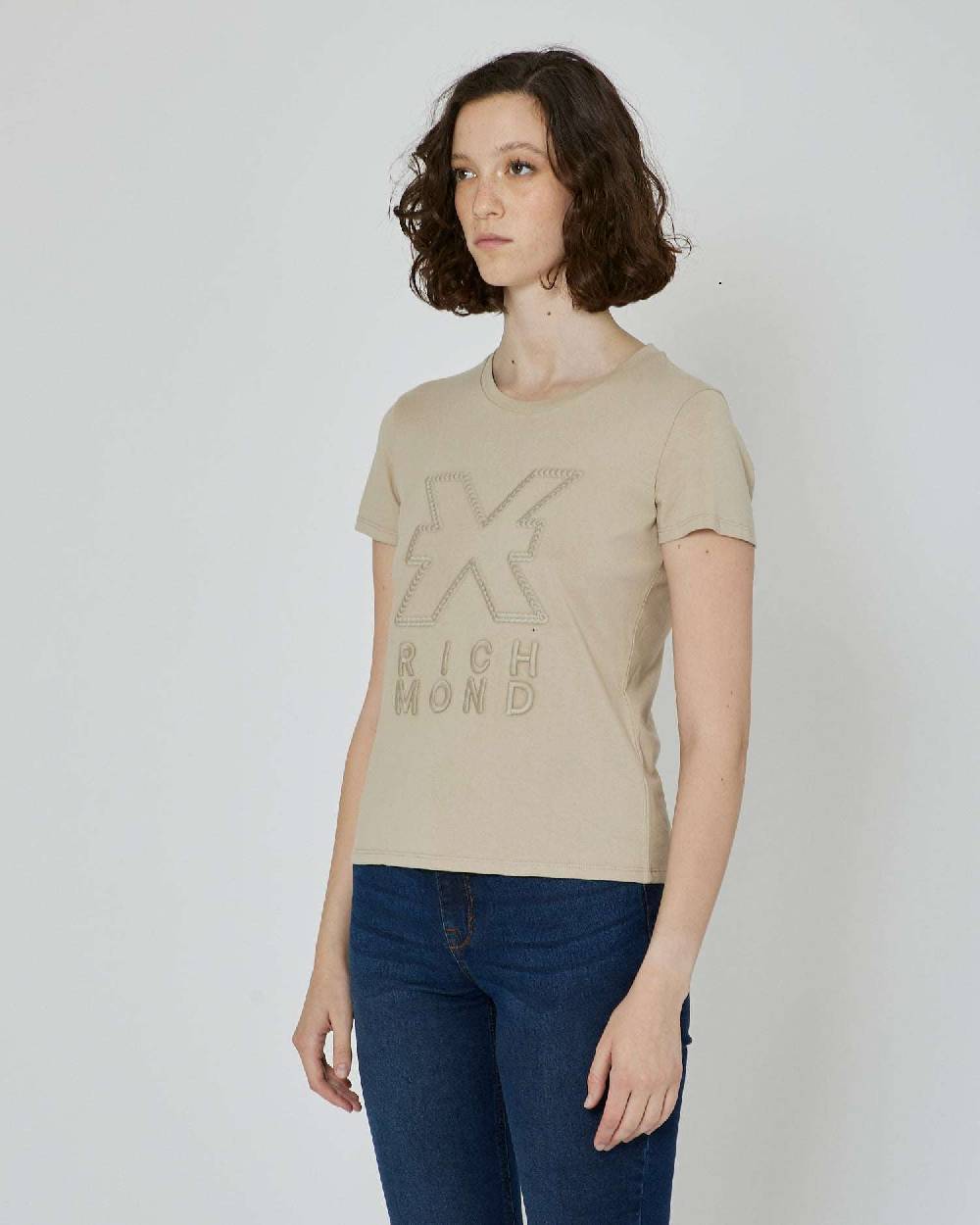 John Richmond T-shirt con stampa applicata sul davanti In Linea