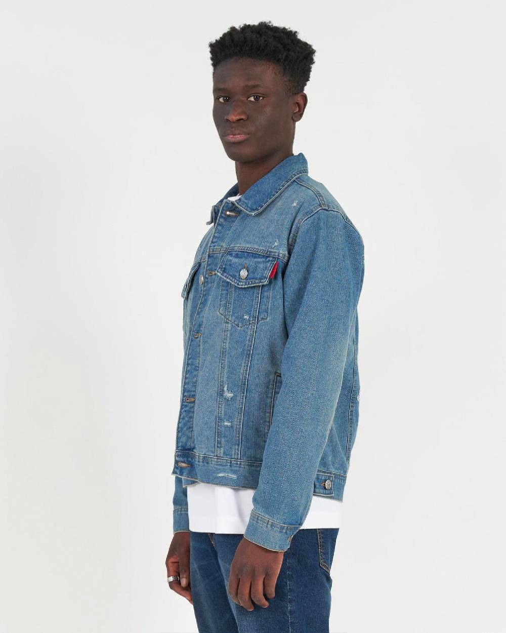John Richmond Giubbino in denim con il logo ricamato sul retro Spedizione Gratuita