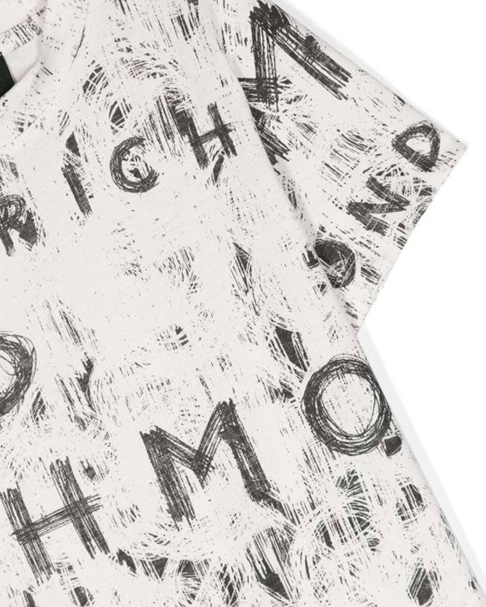 John Richmond kids T-shirt con pattern ton sur ton Nuovo