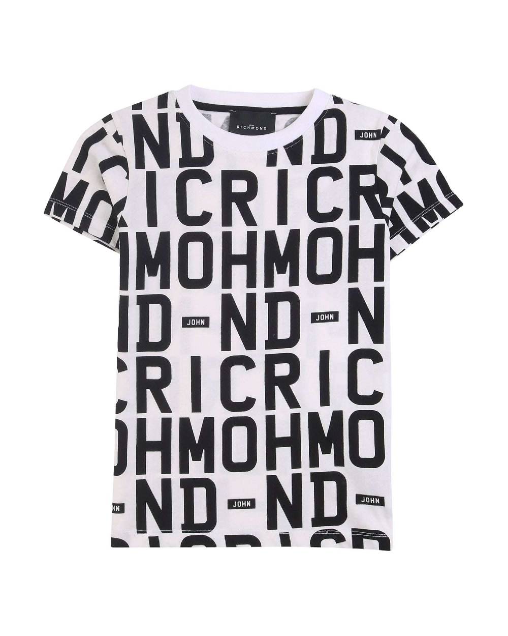 John Richmond kids T-shirt con pattern ton sur ton Nuovo
