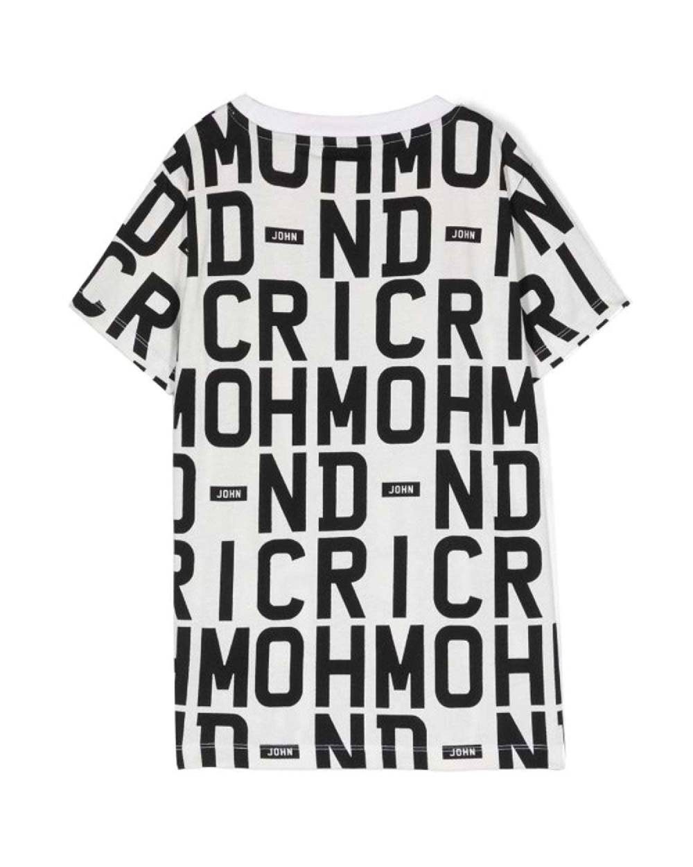 John Richmond kids T-shirt con pattern ton sur ton Nuovo