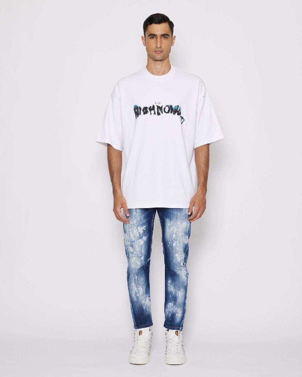 John Richmond T-shirt over con logo sul davanti