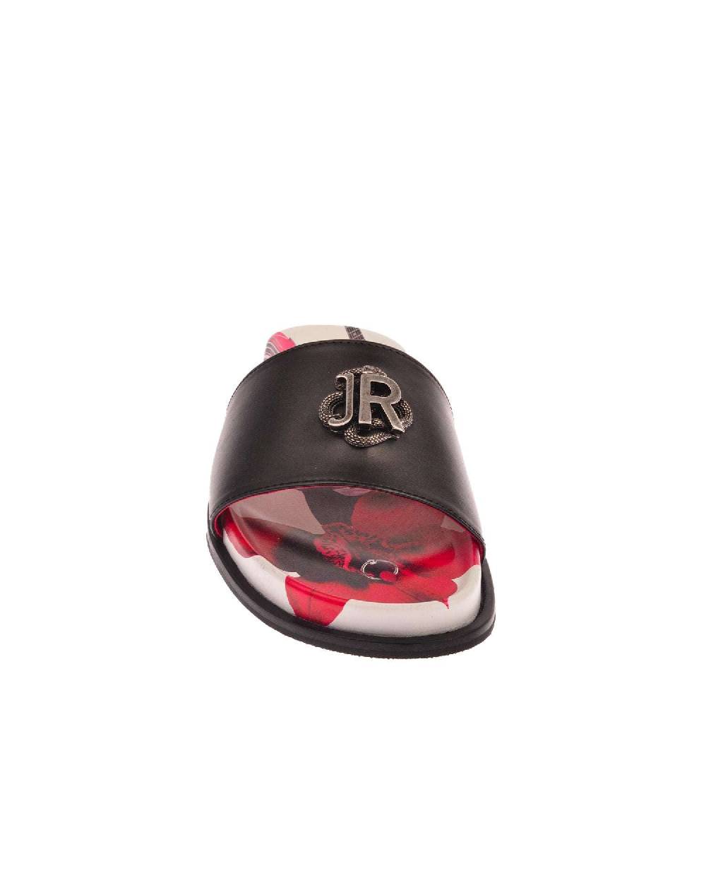 John Richmond Sandalo con fascia larga con logo JR metallico Outlet