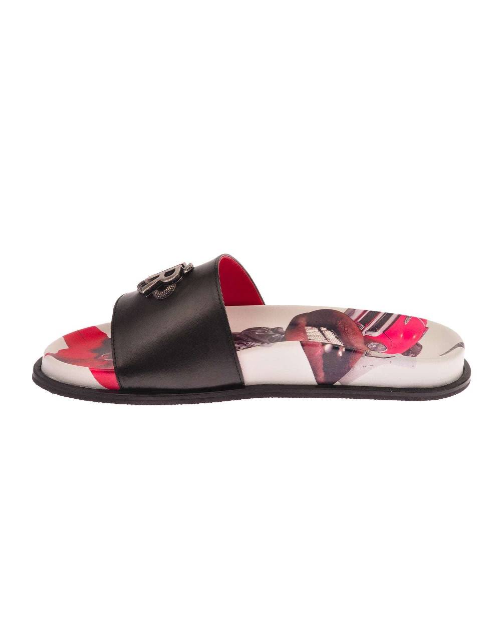 John Richmond Sandalo con fascia larga con logo JR metallico Outlet