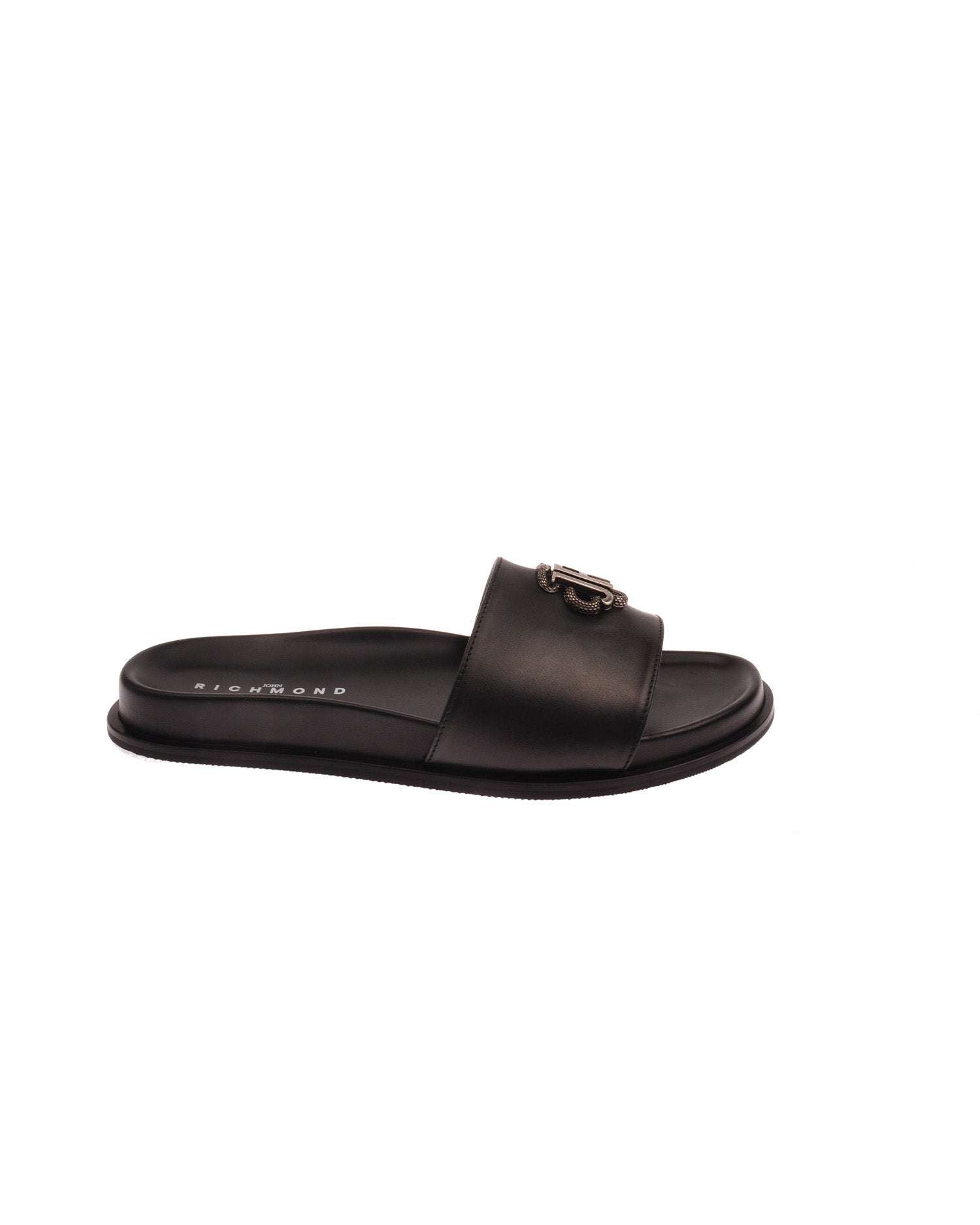 John Richmond Sandalo con fascia larga con logo JR metallico Vendita Calda