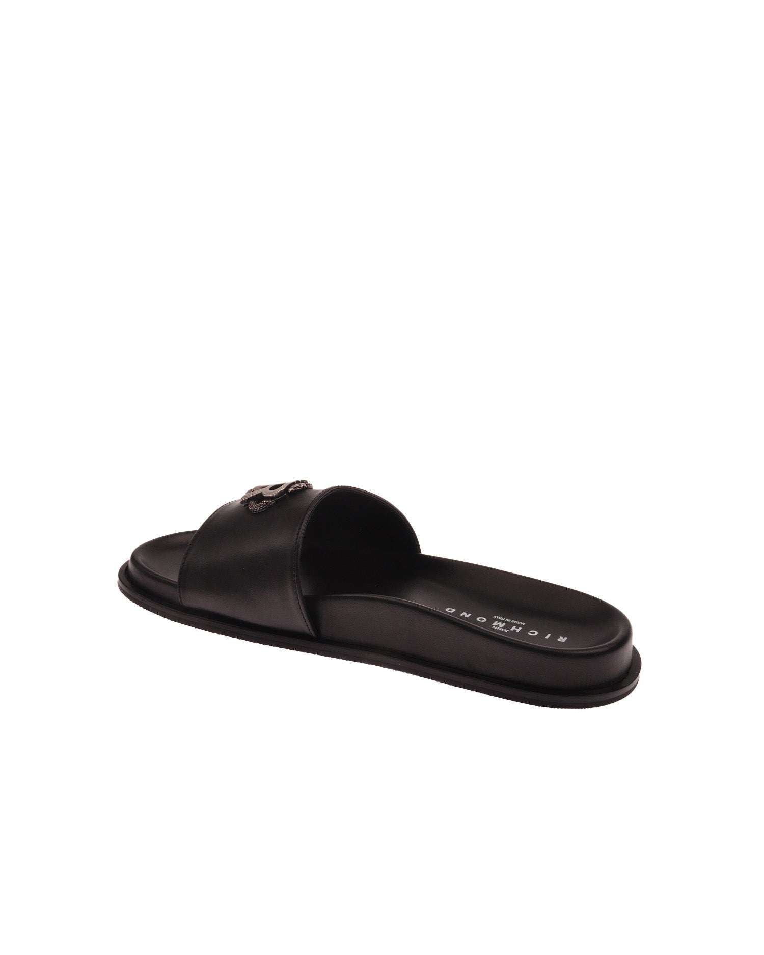John Richmond Sandalo con fascia larga con logo JR metallico Vendita Calda