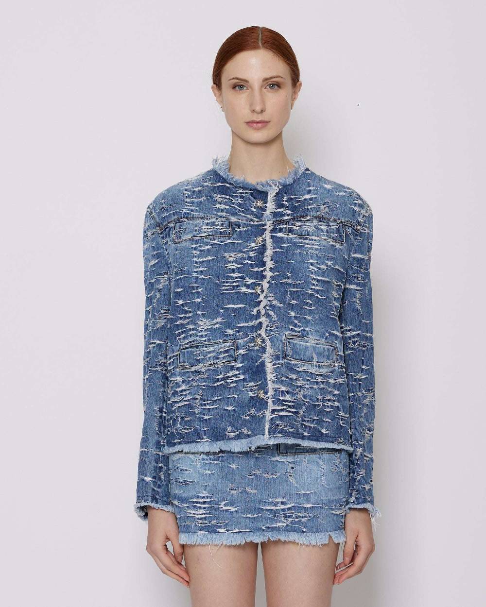 John Richmond Giacca in denim con pattern effetto used Hotsell