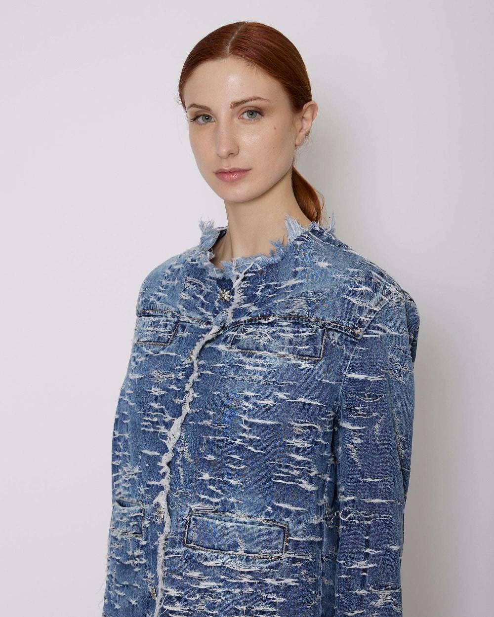 John Richmond Giacca in denim con pattern effetto used Hotsell
