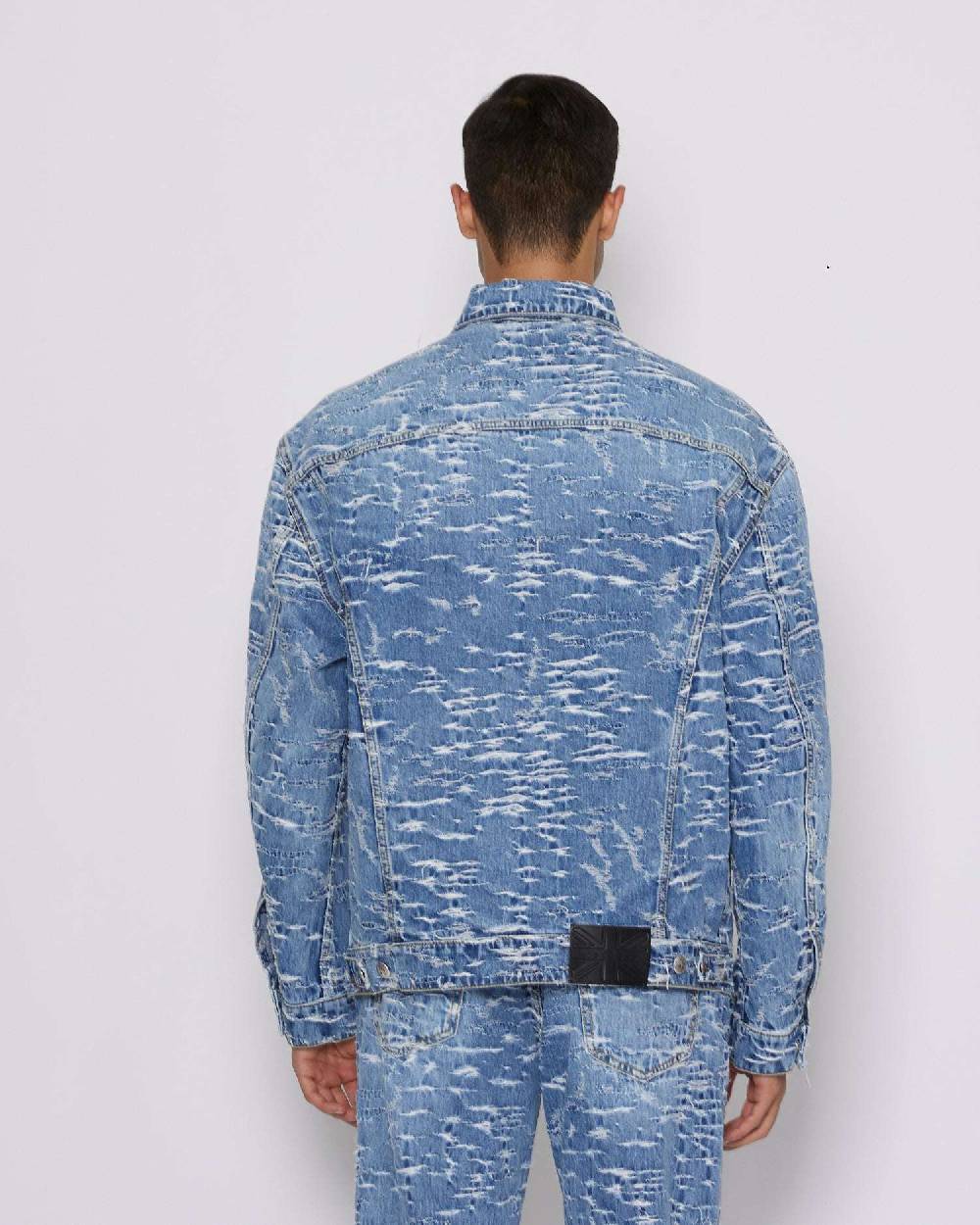 John Richmond Giacca in denim con pattern effetto used Offerta Pasqua