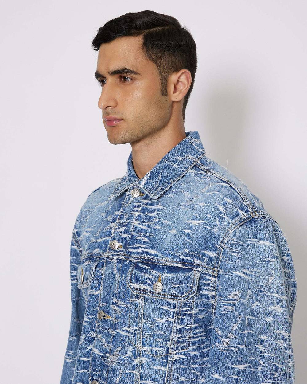 John Richmond Giacca in denim con pattern effetto used Offerta Pasqua