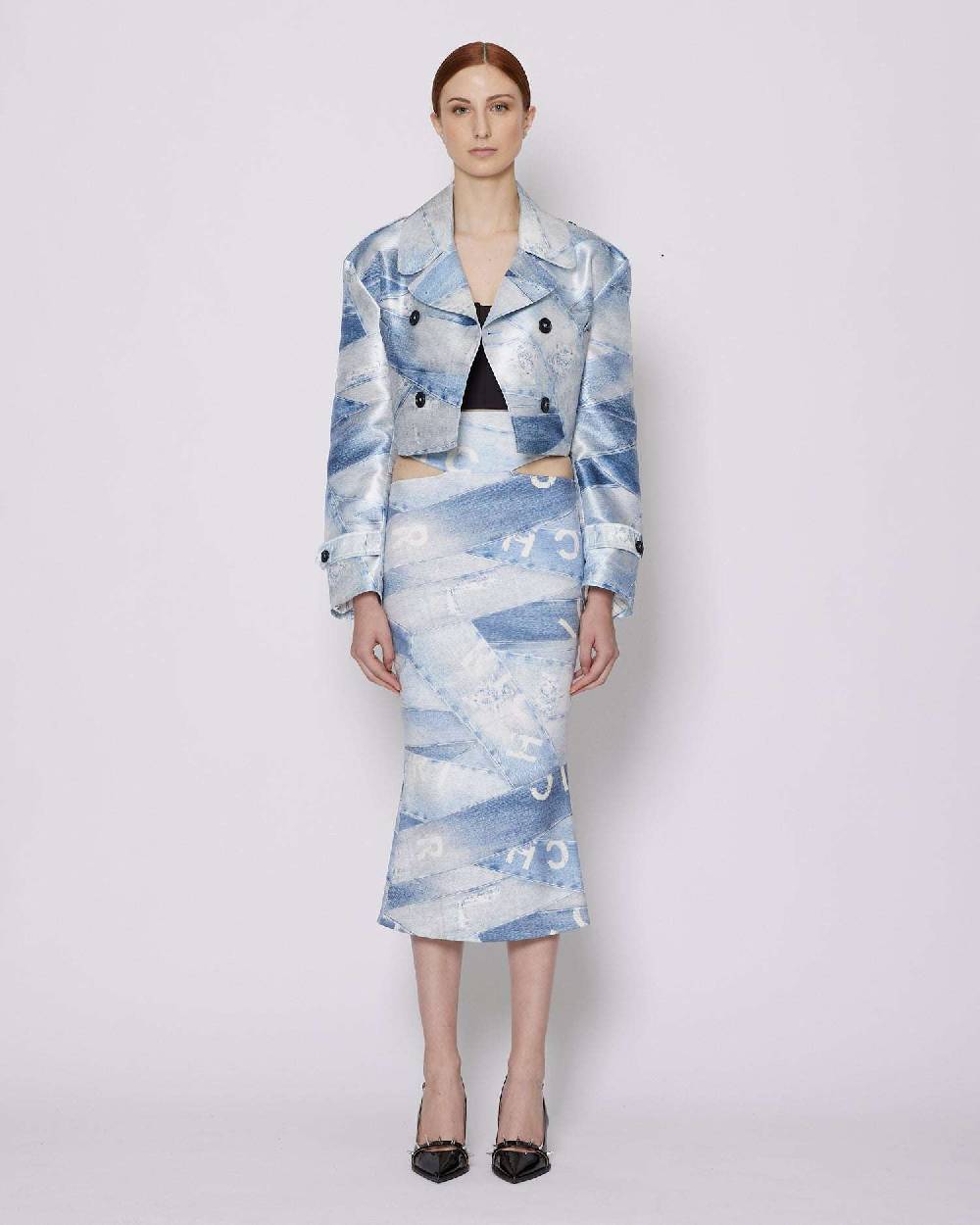 John Richmond Trench crop doppiopetto con pattern Offerta Anniversario