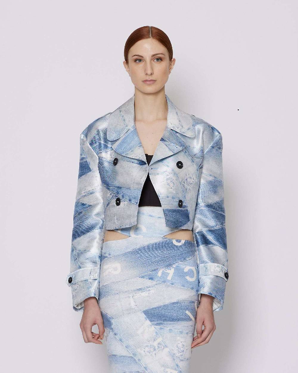 John Richmond Trench crop doppiopetto con pattern Offerta Anniversario