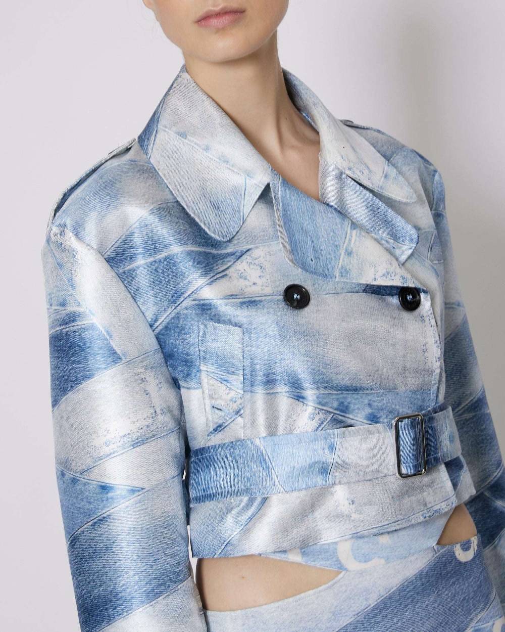 John Richmond Trench crop doppiopetto con pattern Offerta Anniversario