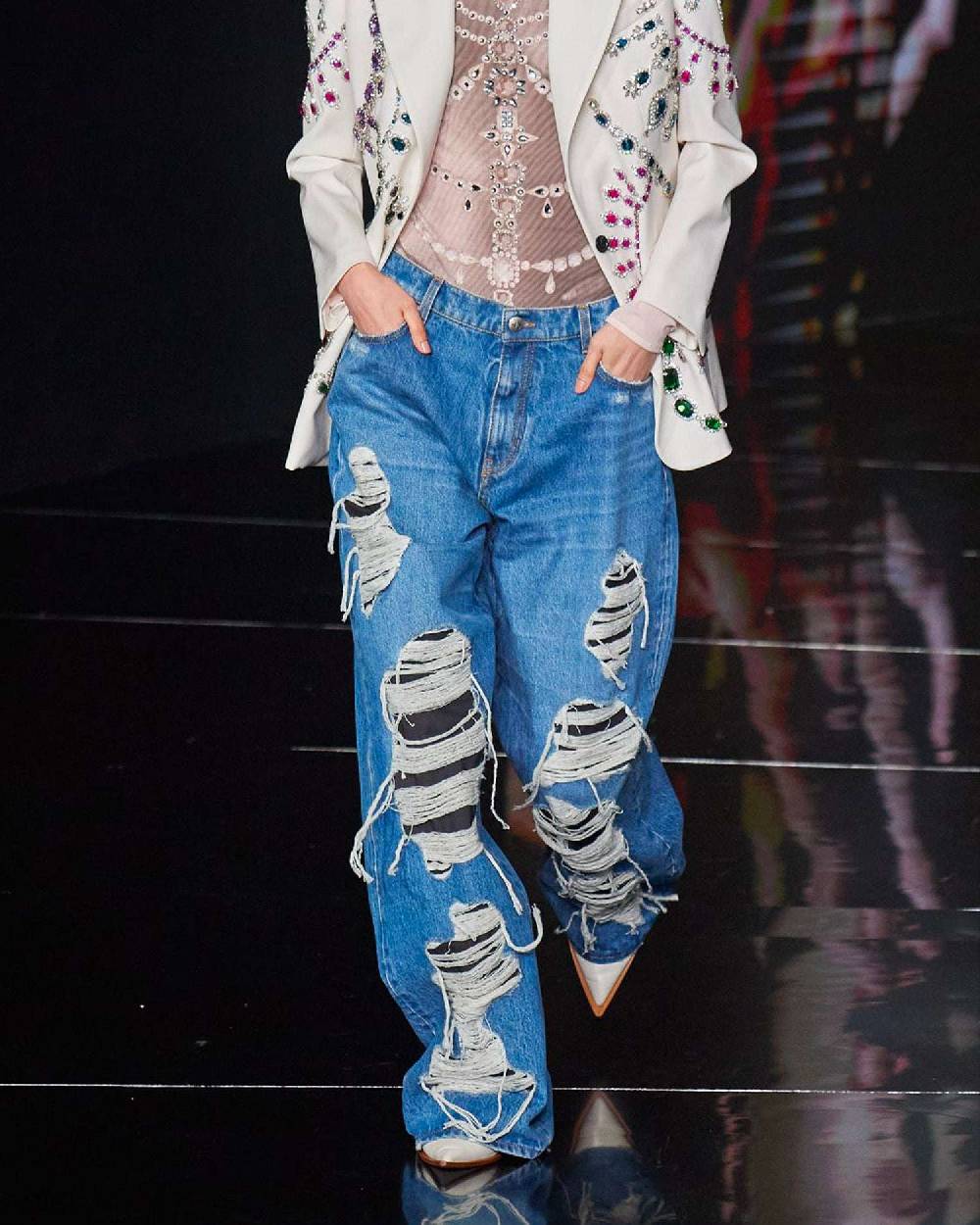 John Richmond Jeans loose fit con lacerazioni Smaltimento dello stoccaggio