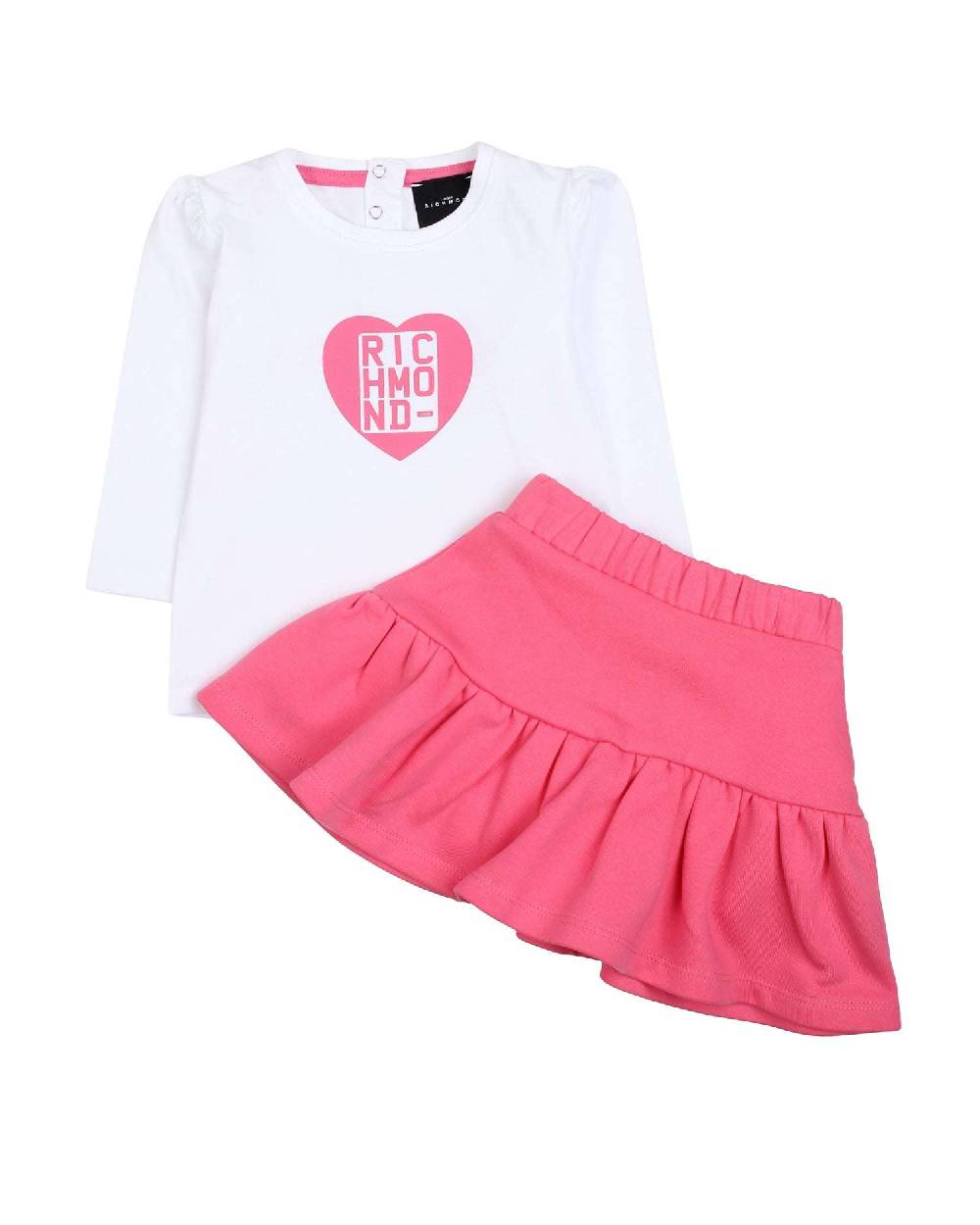John Richmond kids Completo maglia con logo e minigonna Black Friday Prezzi