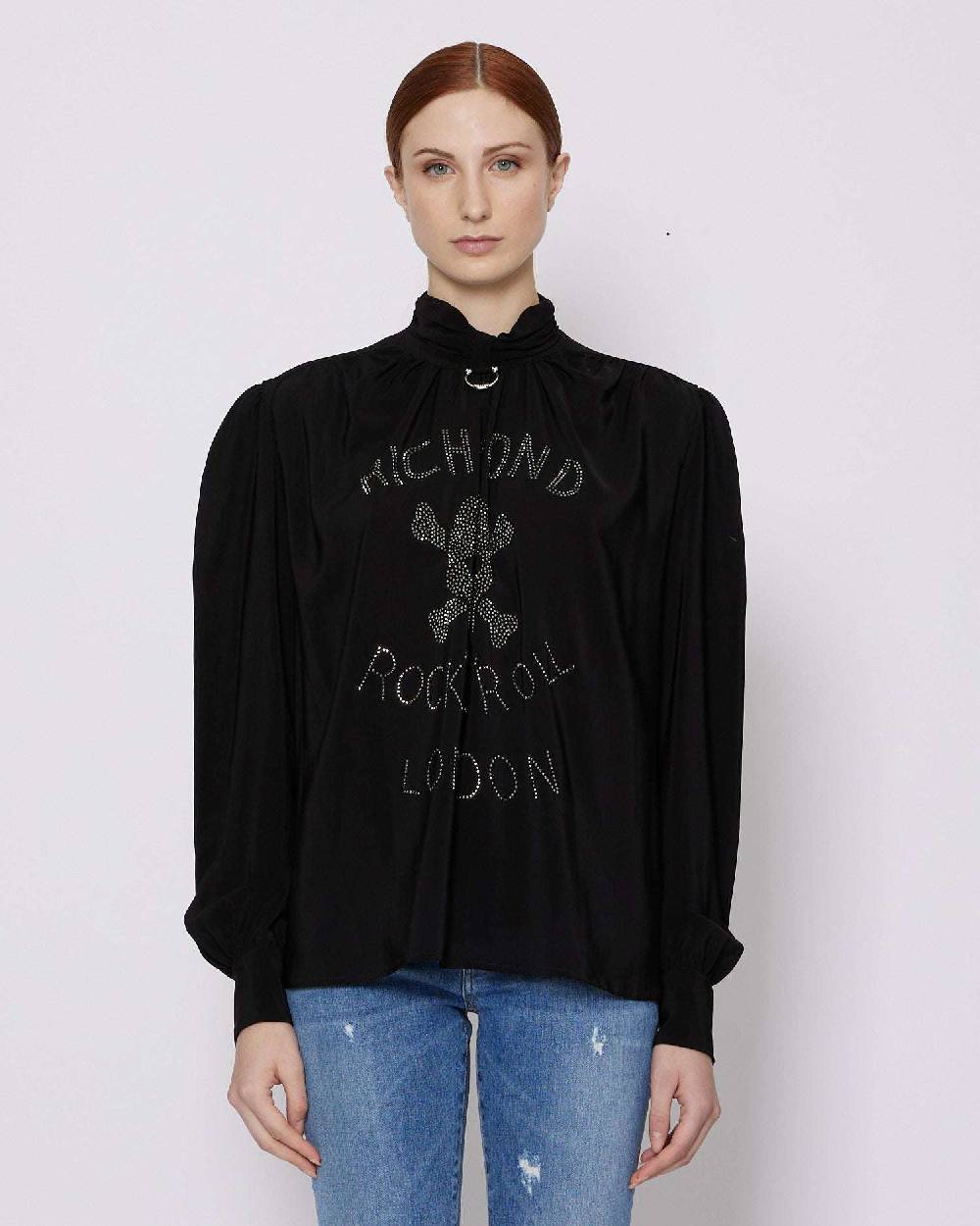 John Richmond Blusa con grafica sul davanti In Vendita