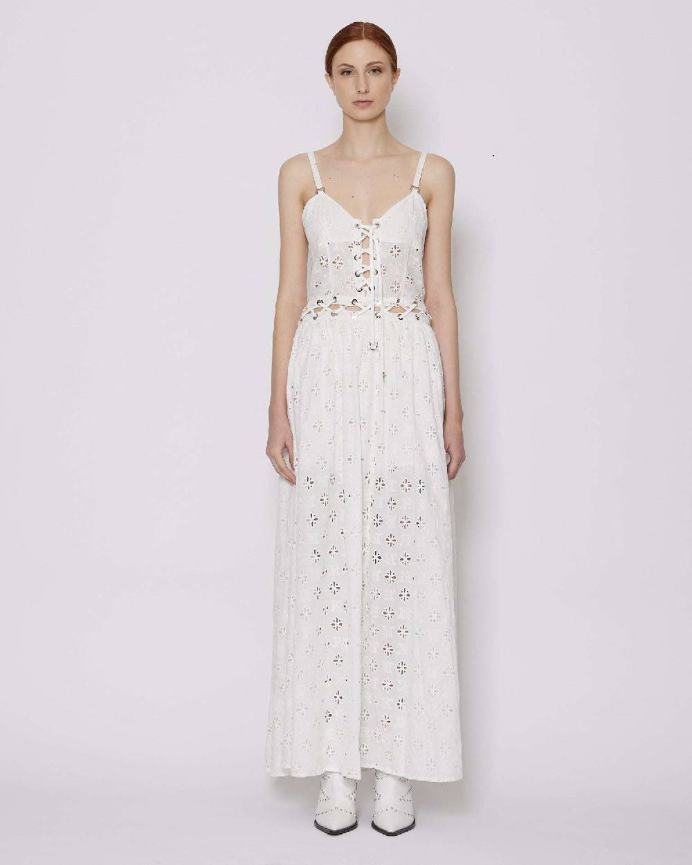 John Richmond Abito lungo cut out con trama floreale Vendita Calda