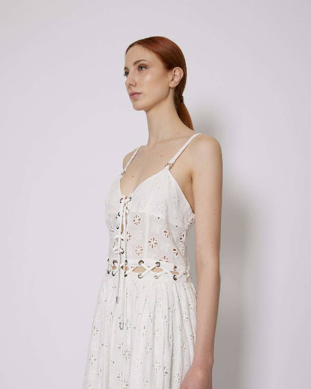 John Richmond Abito lungo cut out con trama floreale Vendita Calda