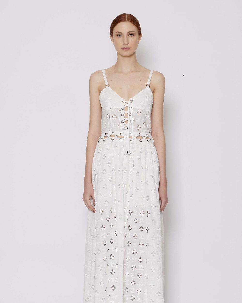 John Richmond Abito lungo cut out con trama floreale Vendita Calda