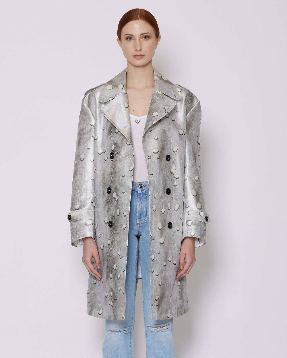 John Richmond Trench doppiopetto con motivo tono su tono Offerta San Valentino