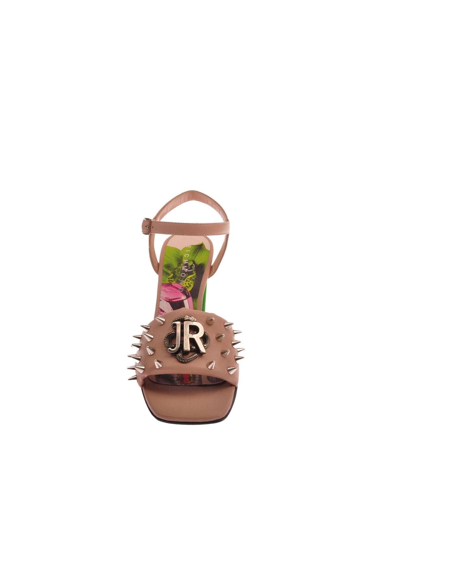 John Richmond Sandalo con fascia borchiata e logo metallico Offerte stagionali