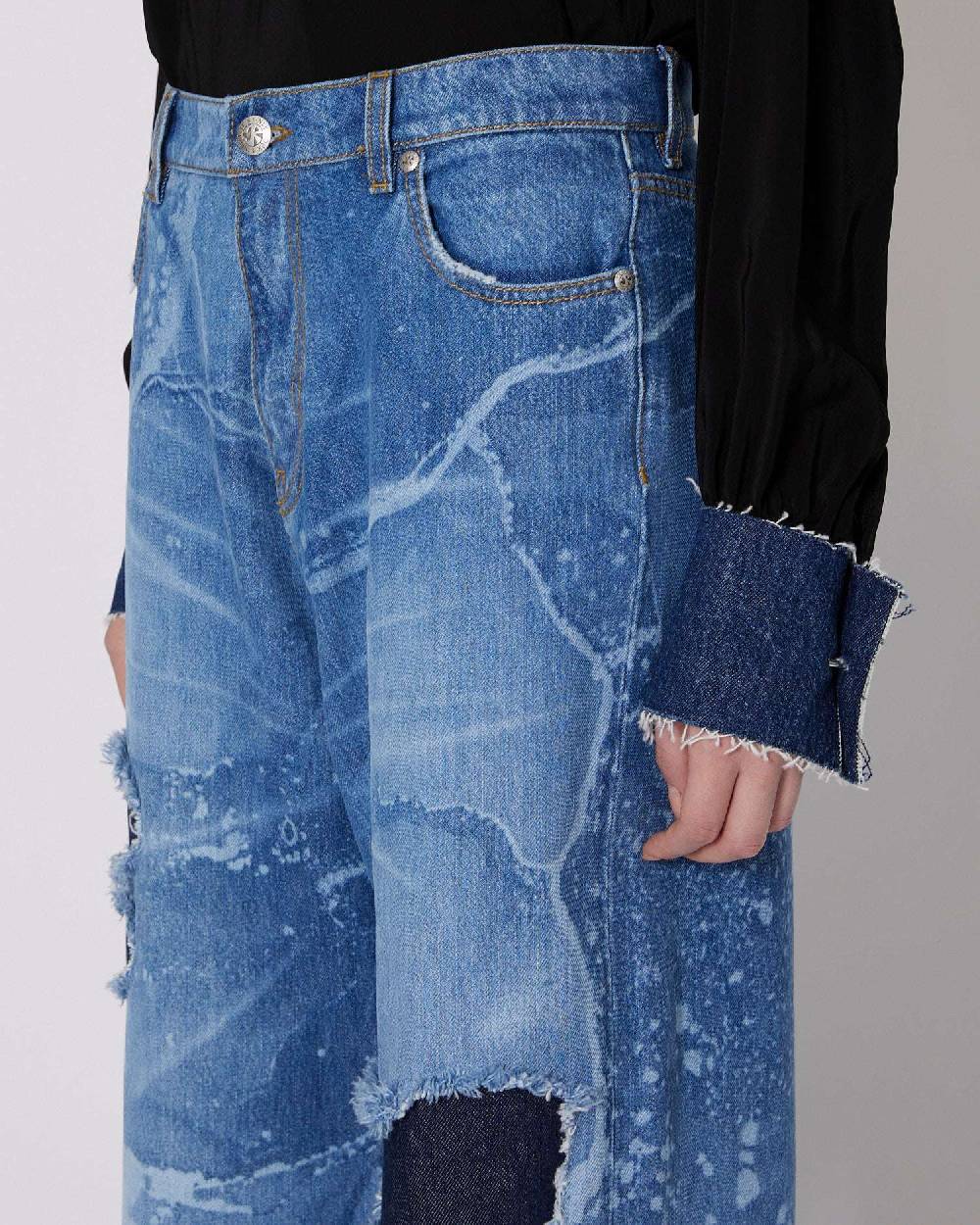 John Richmond Jeans gamba larga con strappi sul davanti Latest stili