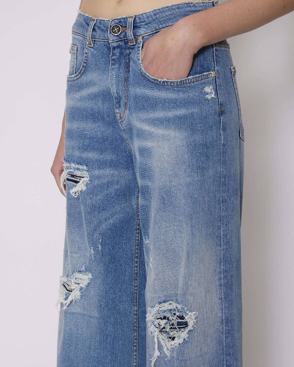 John Richmond Jeans a vita media con strappi Trasporto libero internazionale