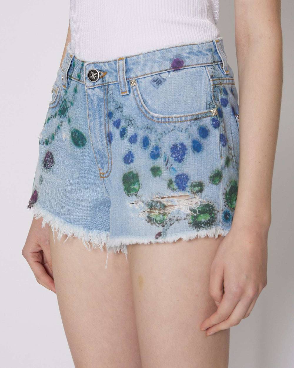 John Richmond Shorts a vita alta in denim con pattern Qualità Garantita