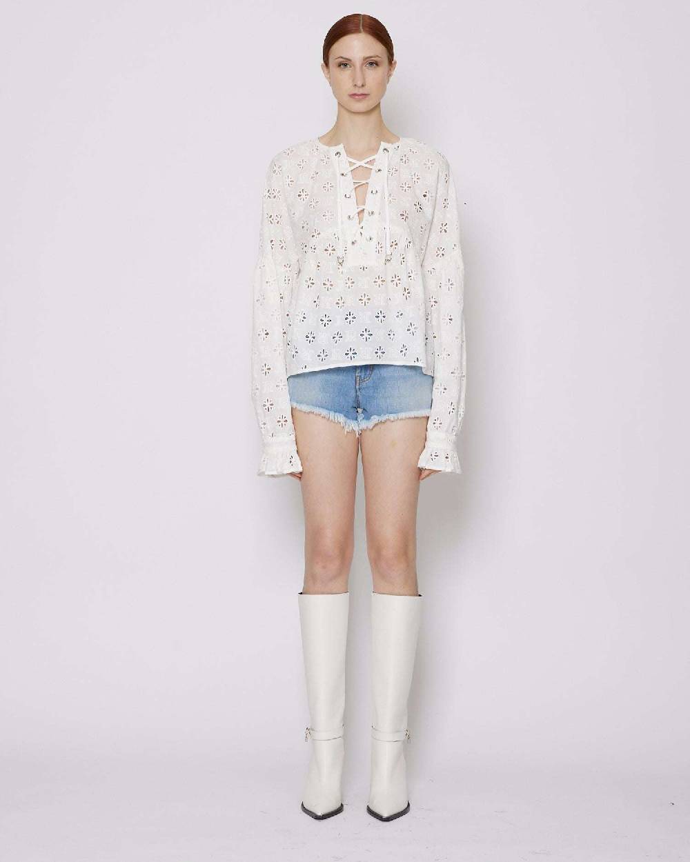 John Richmond Shorts "RICH" a vita alta in denim Negozi Online