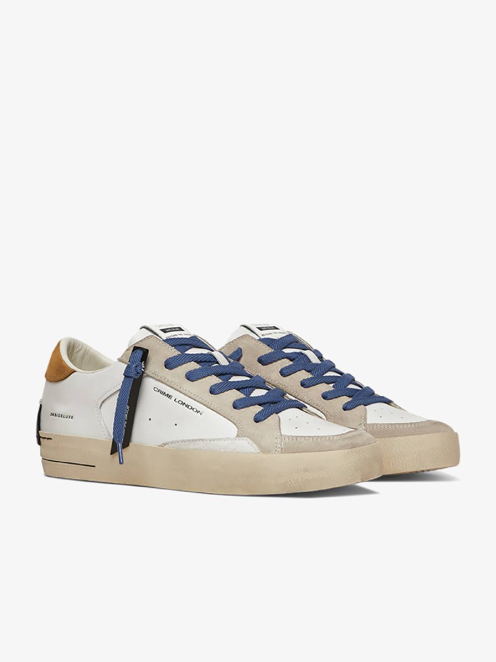 CRIME LONDON Sneakers Sk8 Deluxe 17103PP6 uomo pelle bianco Offerta