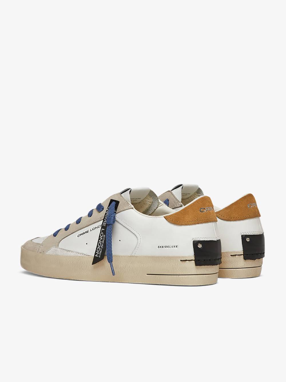 CRIME LONDON Sneakers Sk8 Deluxe 17103PP6 uomo pelle bianco Offerta