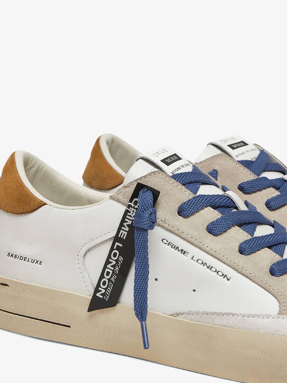 CRIME LONDON Sneakers Sk8 Deluxe 17103PP6 uomo pelle bianco Offerta