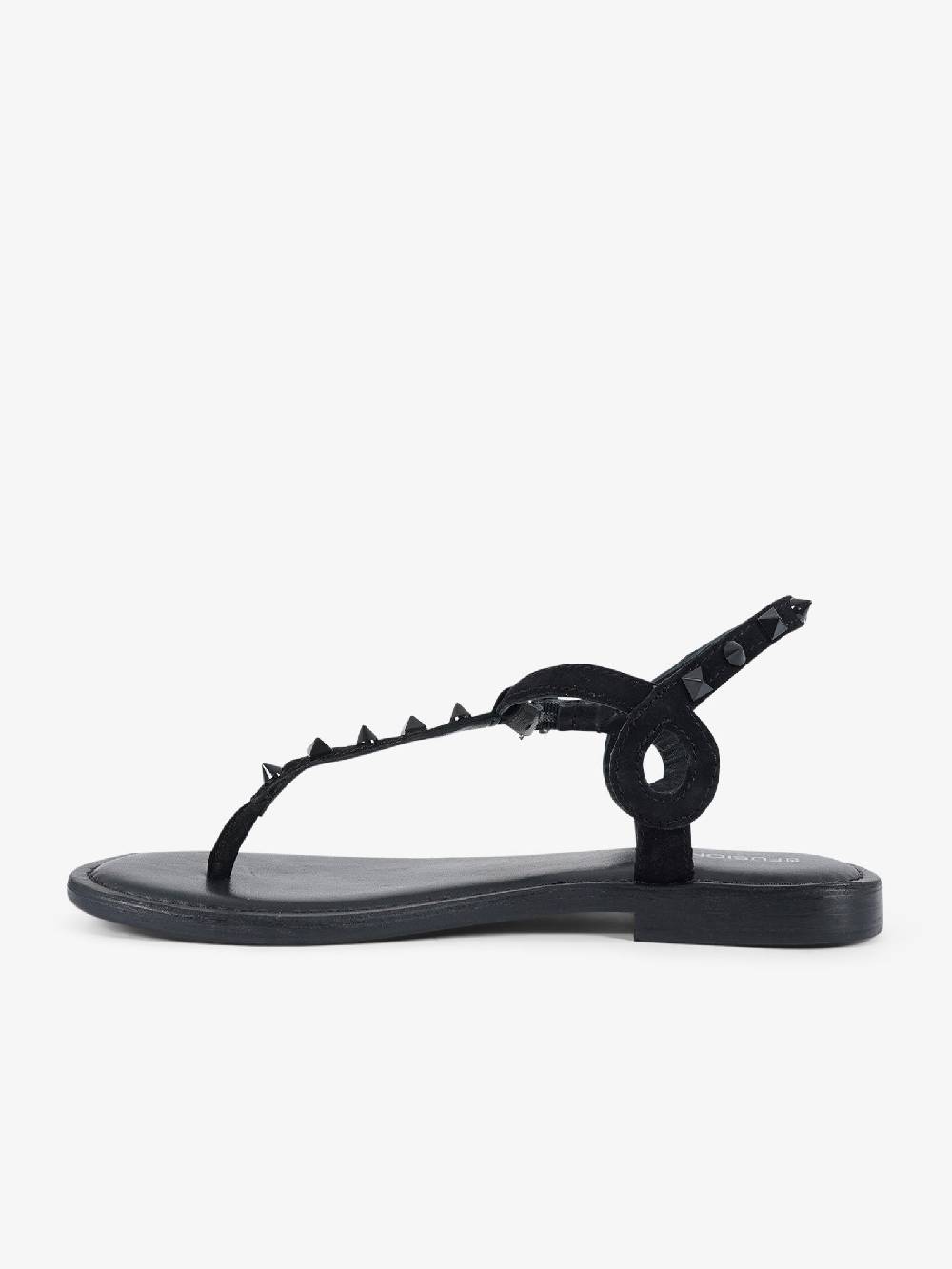 CB FUSION Sandali bassi infradito con borchie piramidali CBF.R224003 donna pelle nero Consegna Veloce