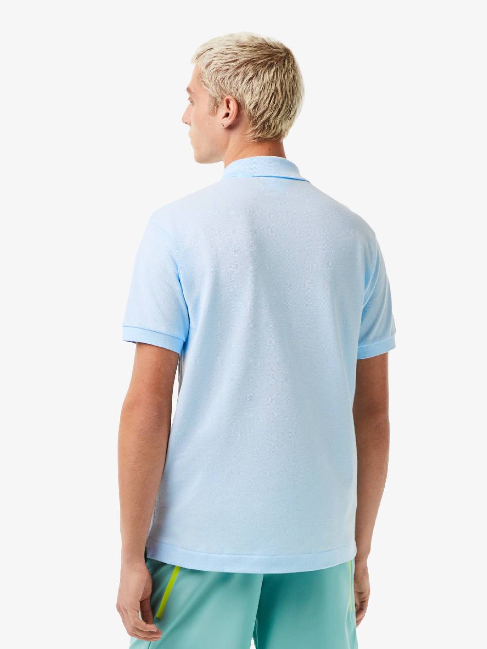 LACOSTE Polo regolare uomo in cotone azzurro Outlet