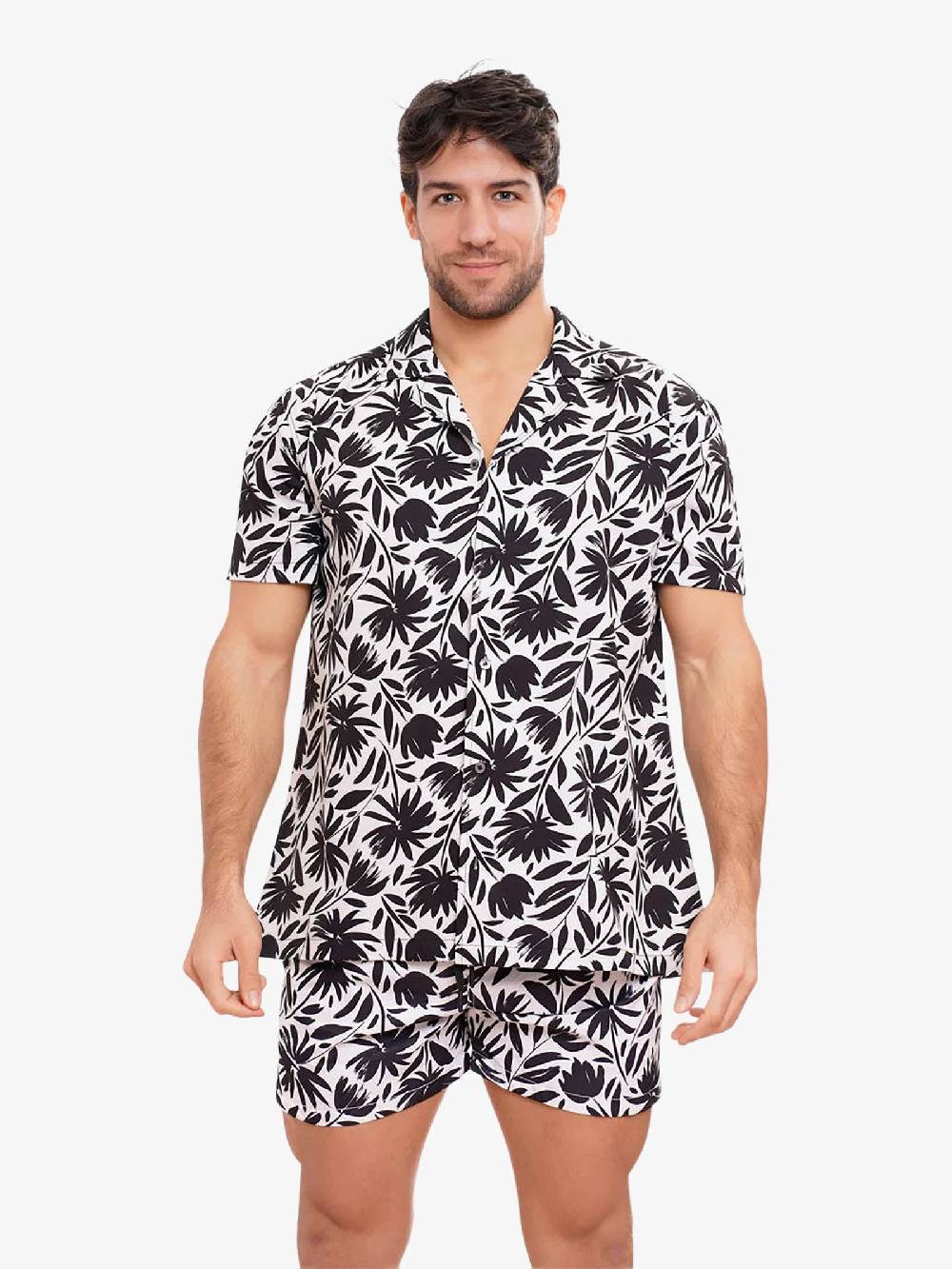 MOVE BEACHWEAR Camicia Bowling con stampa CAMICIA PRINT 24 uomo nero In Saldo