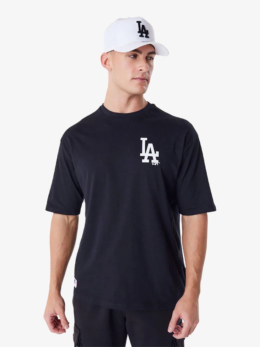 NEW ERA T-shirt Oversize LA Dodgers MLB Essential 60416724 uomo cotone nero Italy