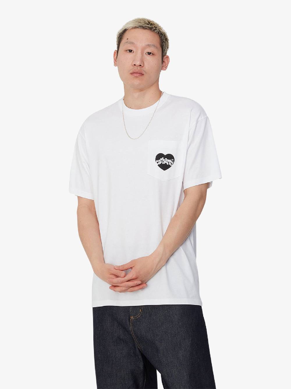 CARHARTT WIP T-shirt S/S Amour Pocket I033675_ uomo cotone bianco Italia