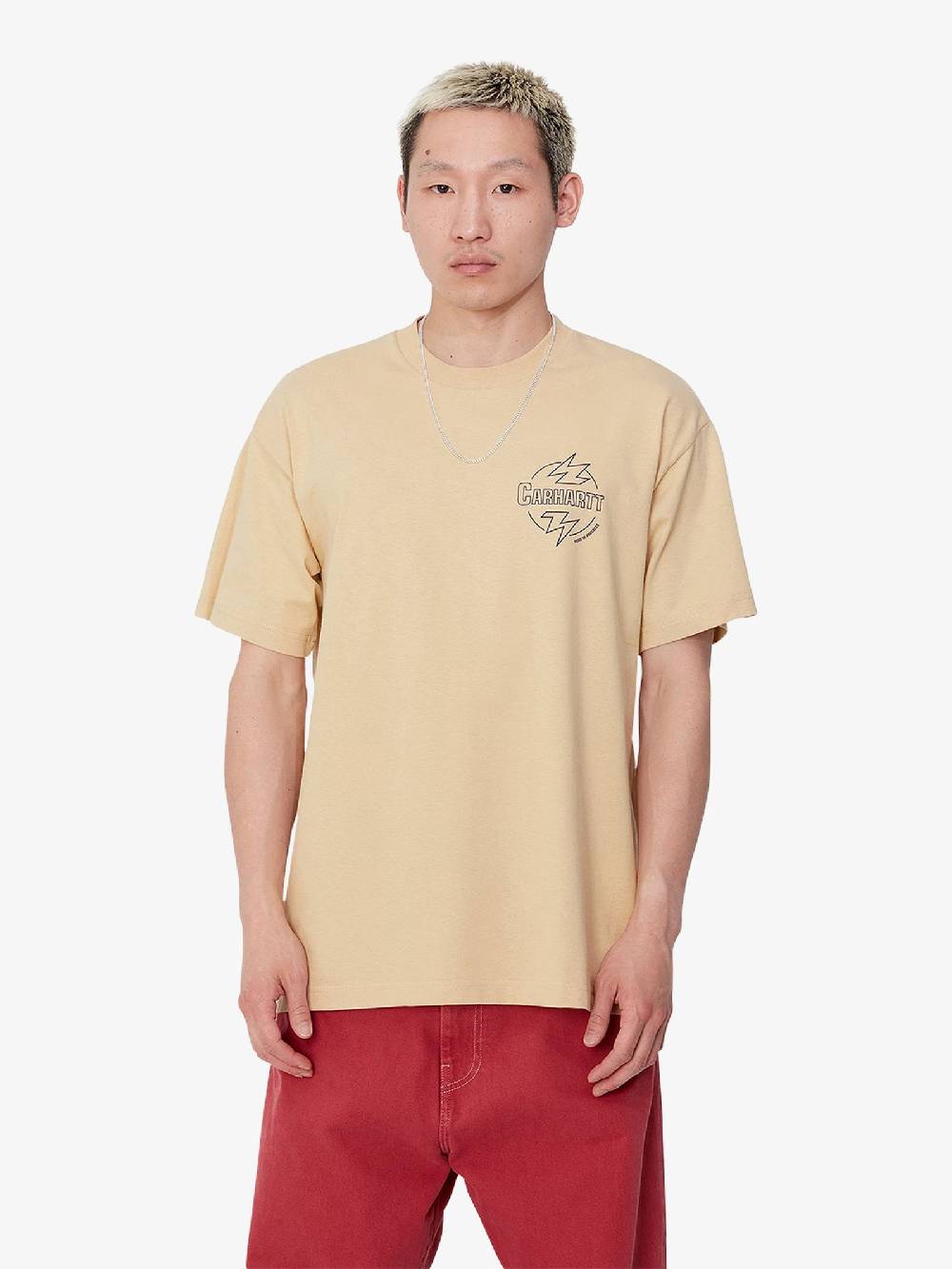 CARHARTT WIP T-shirt S/S Ablaze I033639_ uomo cotone beige Spedizione Gratuita