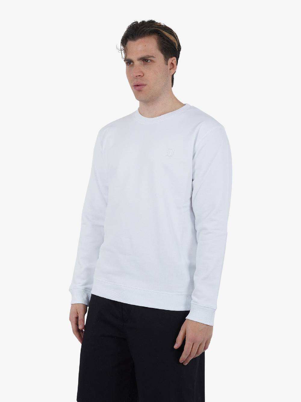 DONDUP Felpa girocollo in jersey di cotone UF641 KF0196U FS6 DU uomo bianco Convenienza