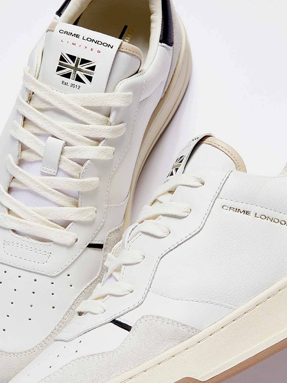 CRIME LONDON Sneakers Timeless 17201PP6 uomo in pelle bianco Sottocosto