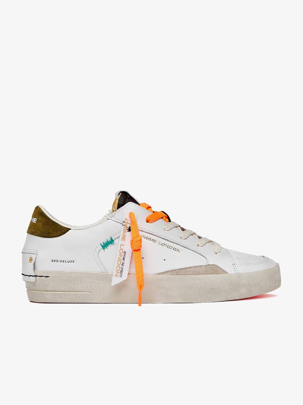 CRIME LONDON Sneakers Sk8Deluxe 17104PP6 uomo in pelle bianco