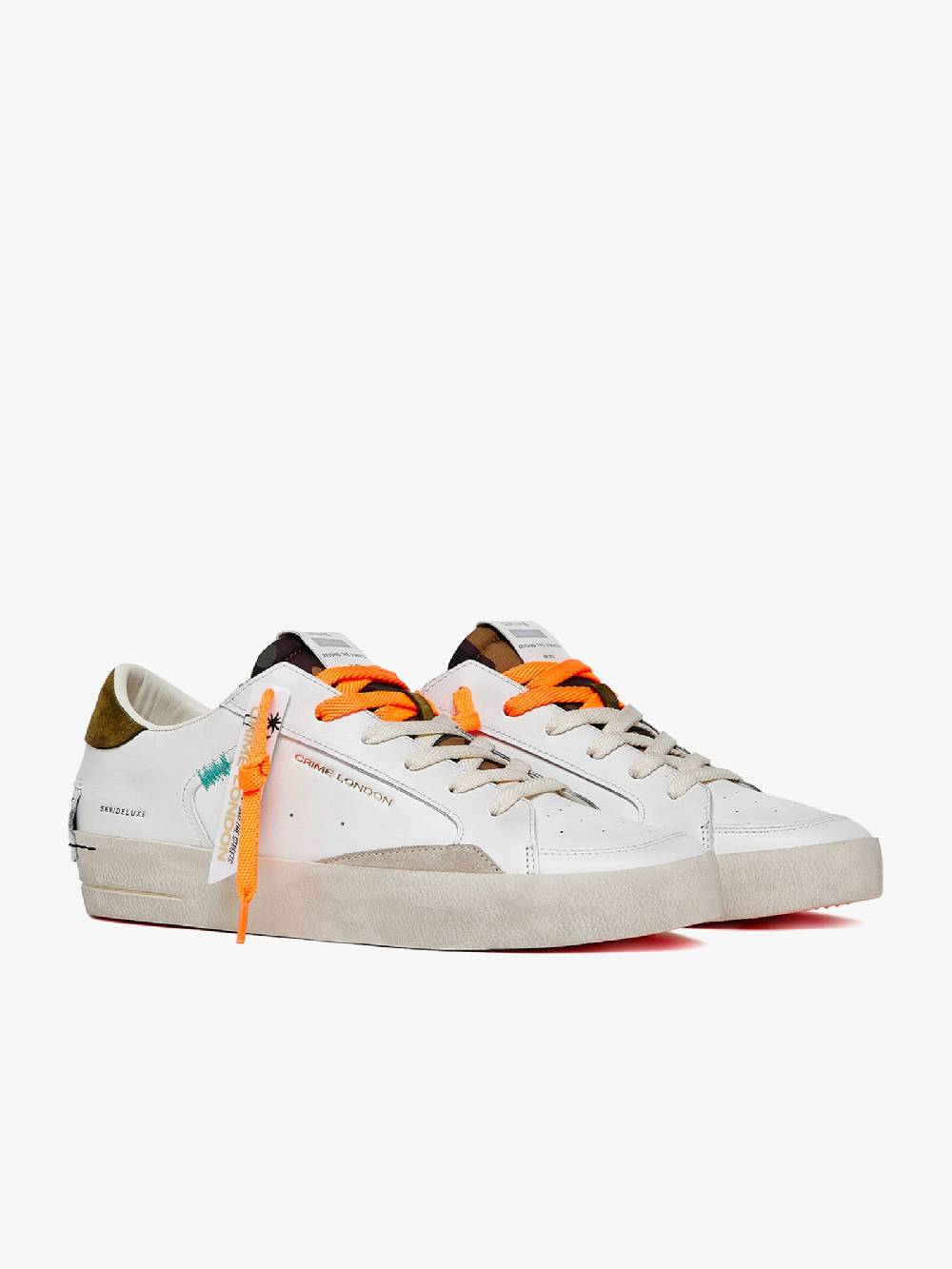 CRIME LONDON Sneakers Sk8Deluxe 17104PP6 uomo in pelle bianco Novità
