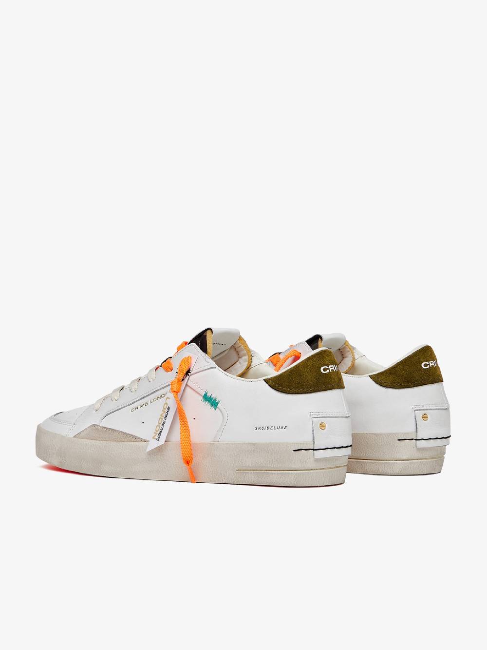 CRIME LONDON Sneakers Sk8Deluxe 17104PP6 uomo in pelle bianco Novità