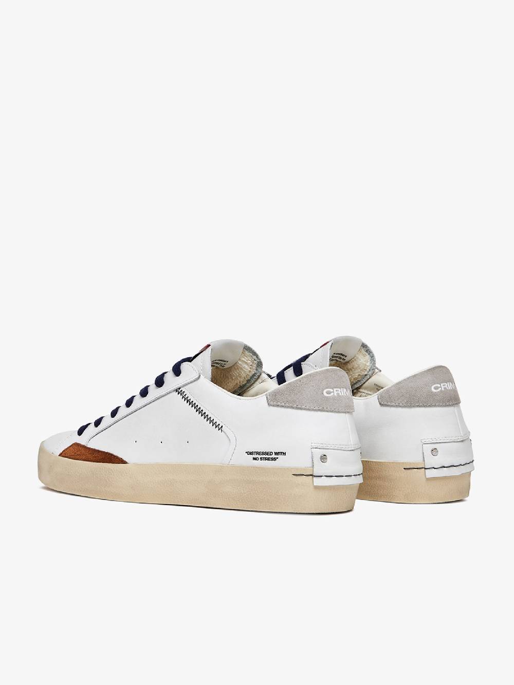 CRIME LONDON Sneakers Distressed 17002PP6 uomo in pelle bianco Offerta