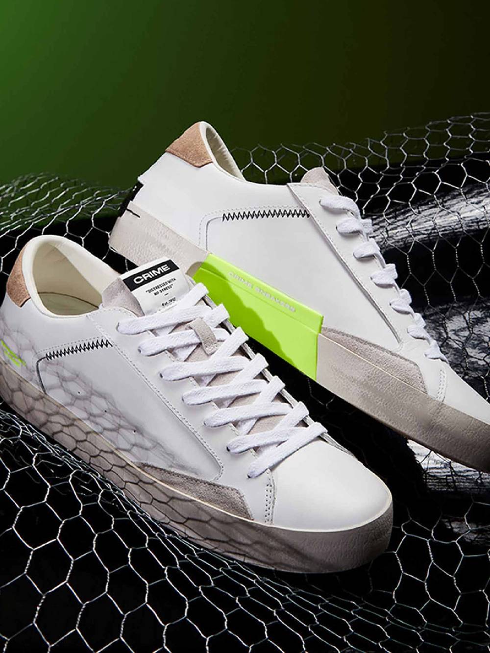 CRIME LONDON Sneakers Distressed 17001PP6 uomo in pelle bianco Economico