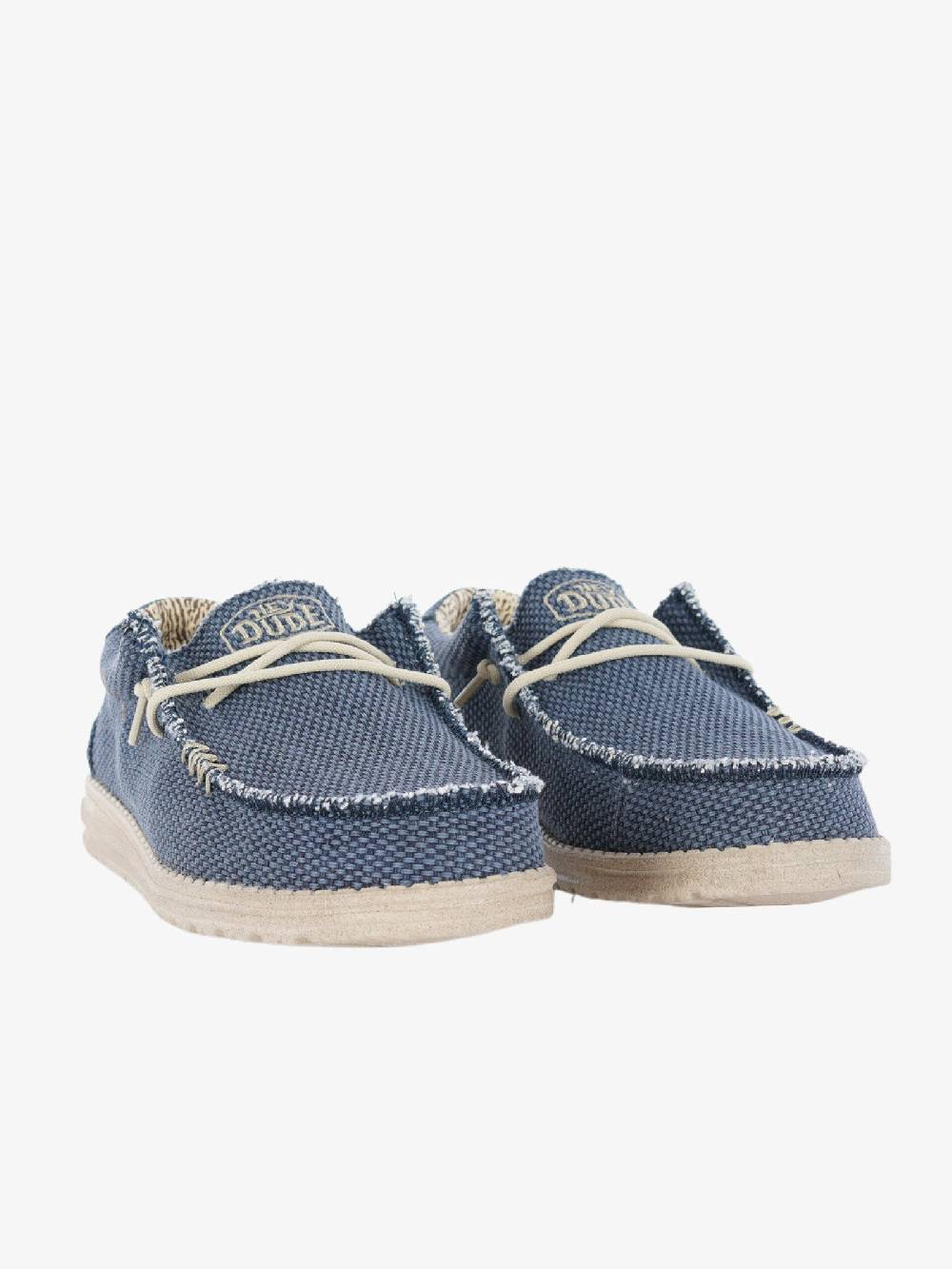 HEY DUDE Mocassini Uomo Tessuto Blu Intrecciato Wally Braided Negozi Online
